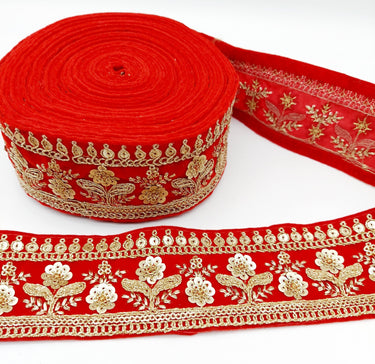 Trim By Yard Velvet Fabric Embroidered Trim Sequins Lace Sewing Trimming Sari Trim Indian Border